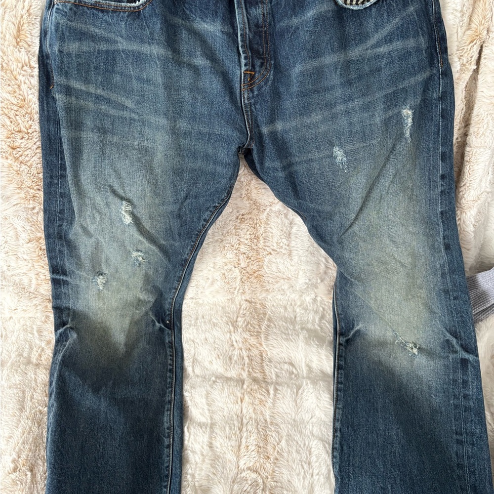 Men's Distressed Blue Jeans
